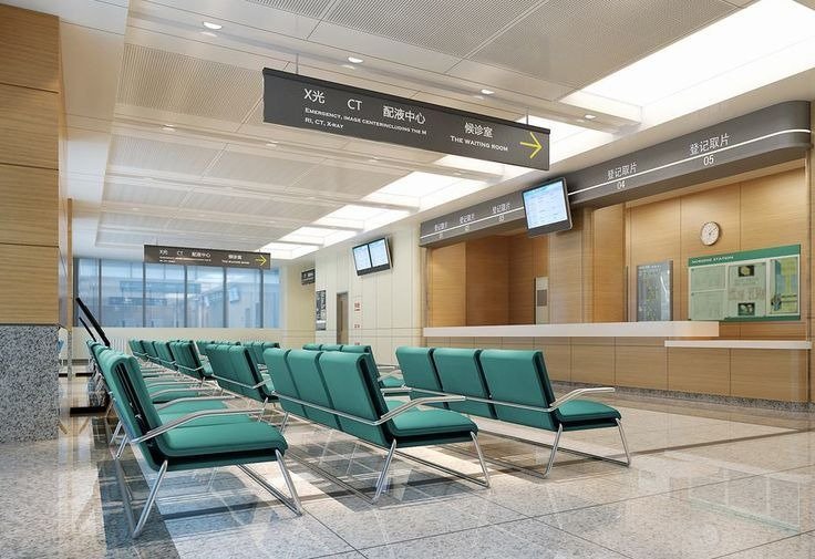 Modern hospital reception and waiting area