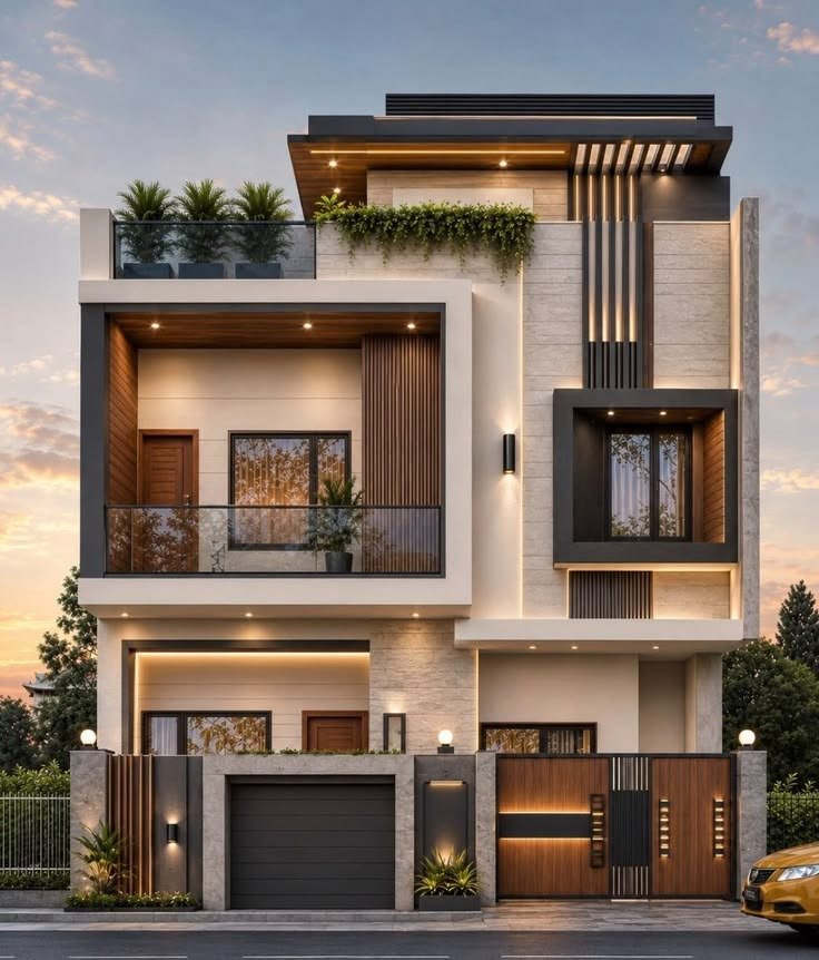 Modern multi tier residence elevation